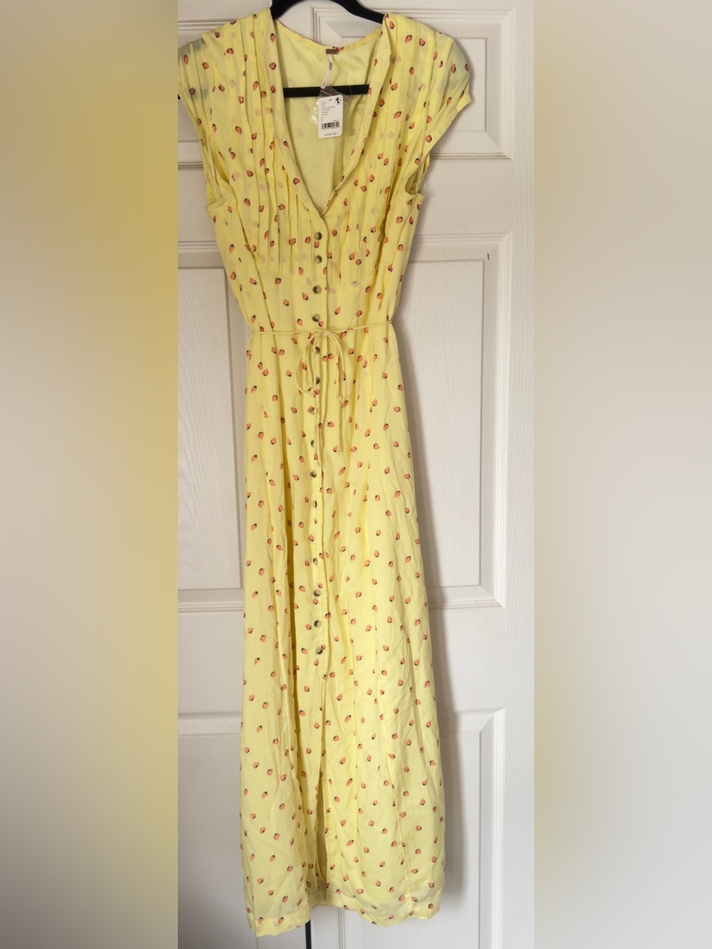 Free People Yellow Strawberry-Print V-Neck Dress‎